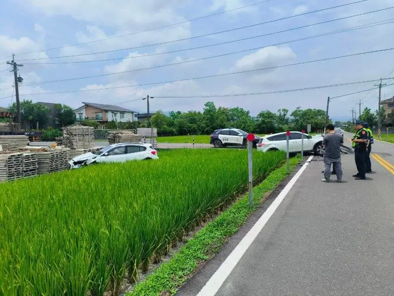 三星無號誌路口兩車碰撞事故現場