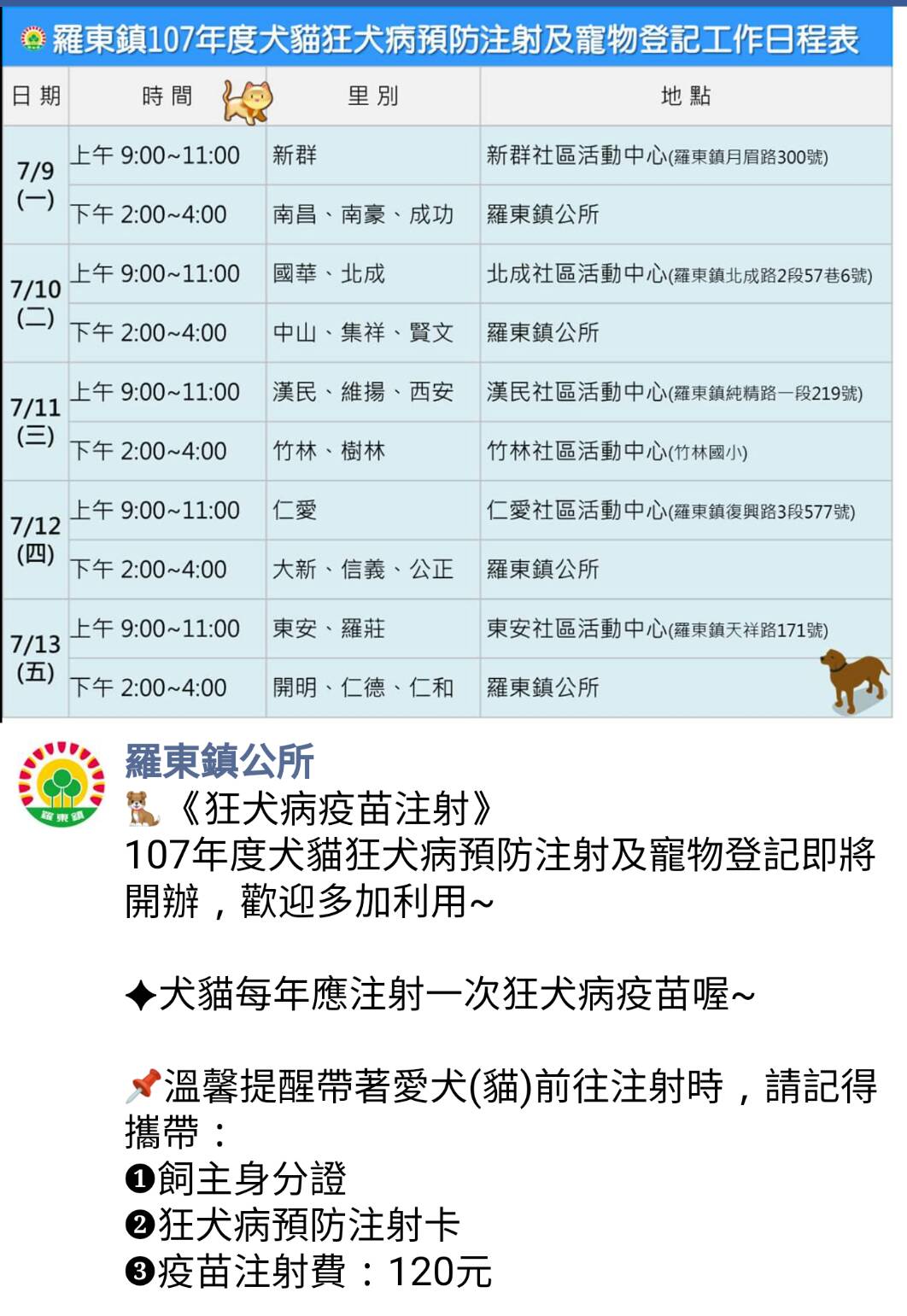 犬貓注射狂犬病疫苗  明日羅東鎮施打最後一天