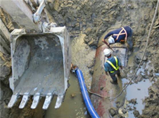 開挖漏水點管線修理