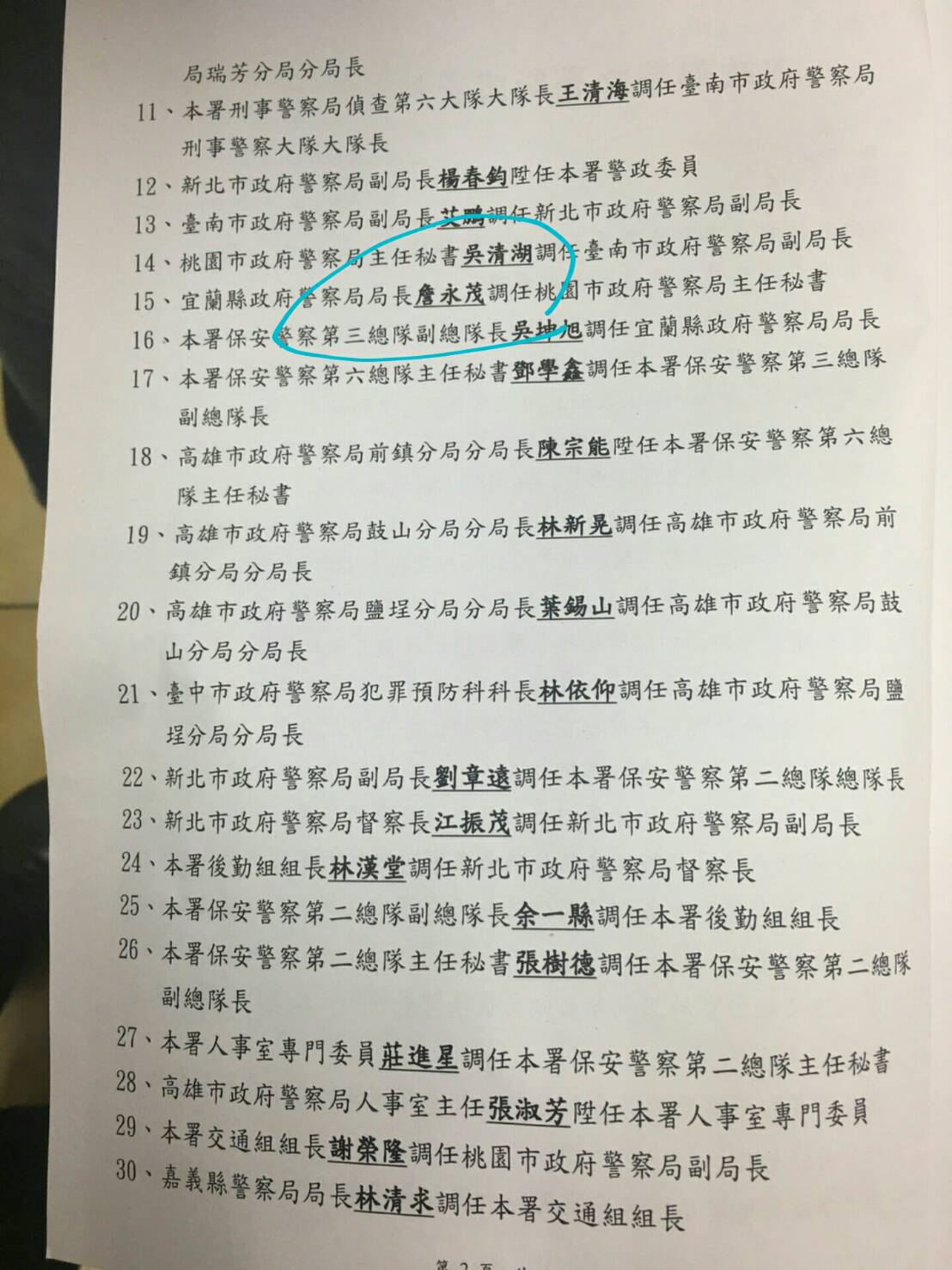 警政署人事命令已正式頒布2
