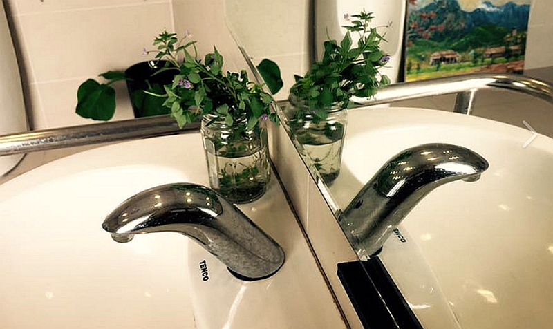 擦洗得亮晶晶的洗手枱