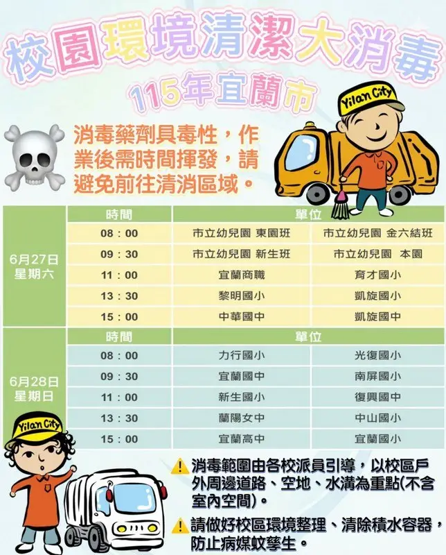 校園環境清潔大消毒時程表