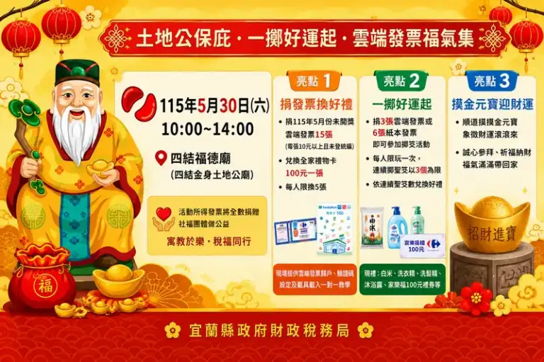 宜蘭財稅局攜手四結土地公～5/30辦擲筊換好禮活動