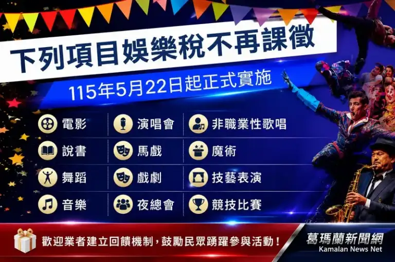 中央修法減輕負擔～宜蘭藝文演出免娛樂稅免申報