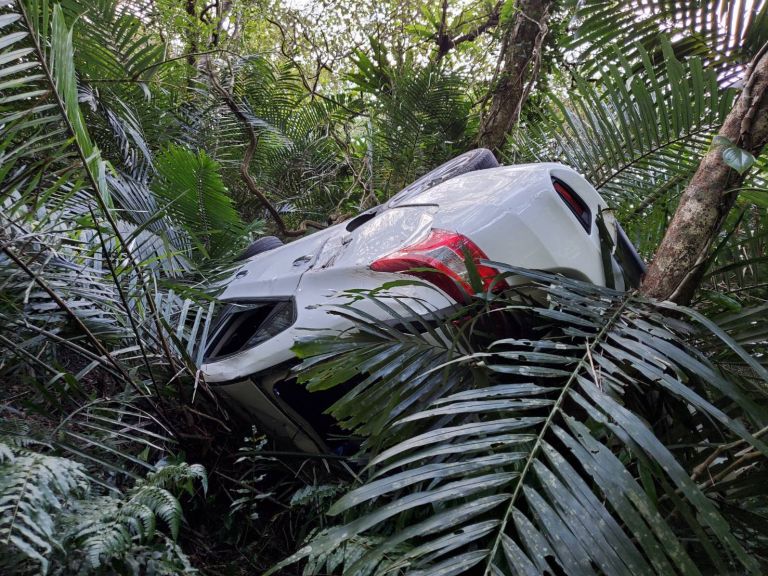 八旬老翁駕車墜落山谷 頭部受傷消防緊急救援
