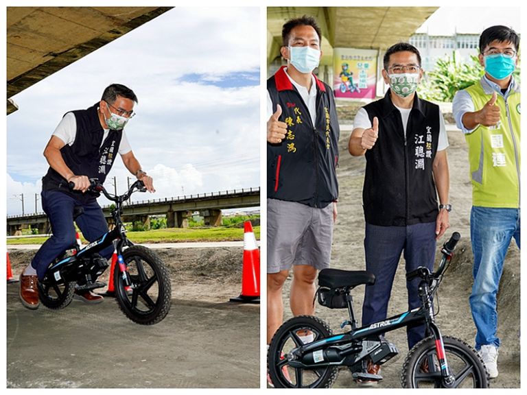 河床馳騁．幼童滑歩當車～河濱公園越野土坡場啟用