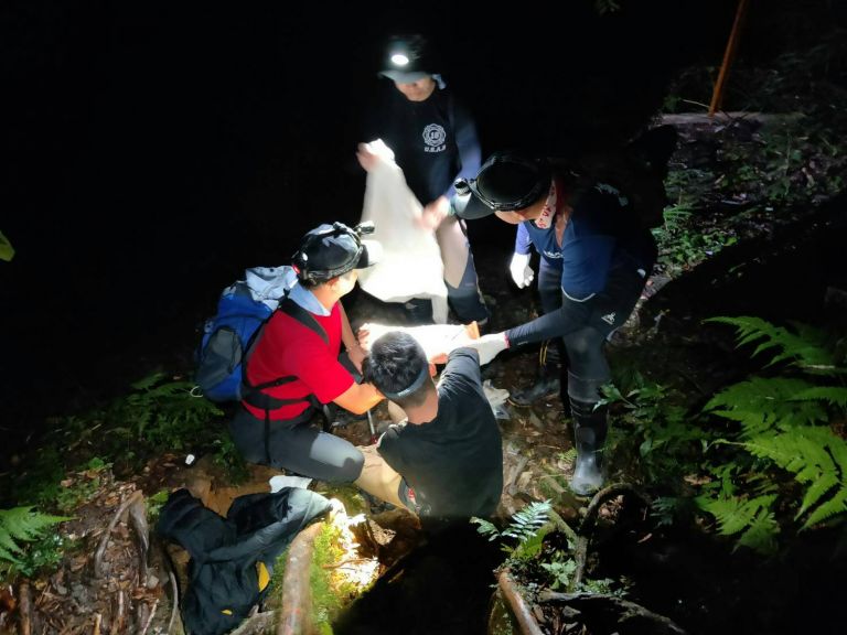 加羅湖步道遊客跨越橫溝摔傷 消防局漏夜救援送醫