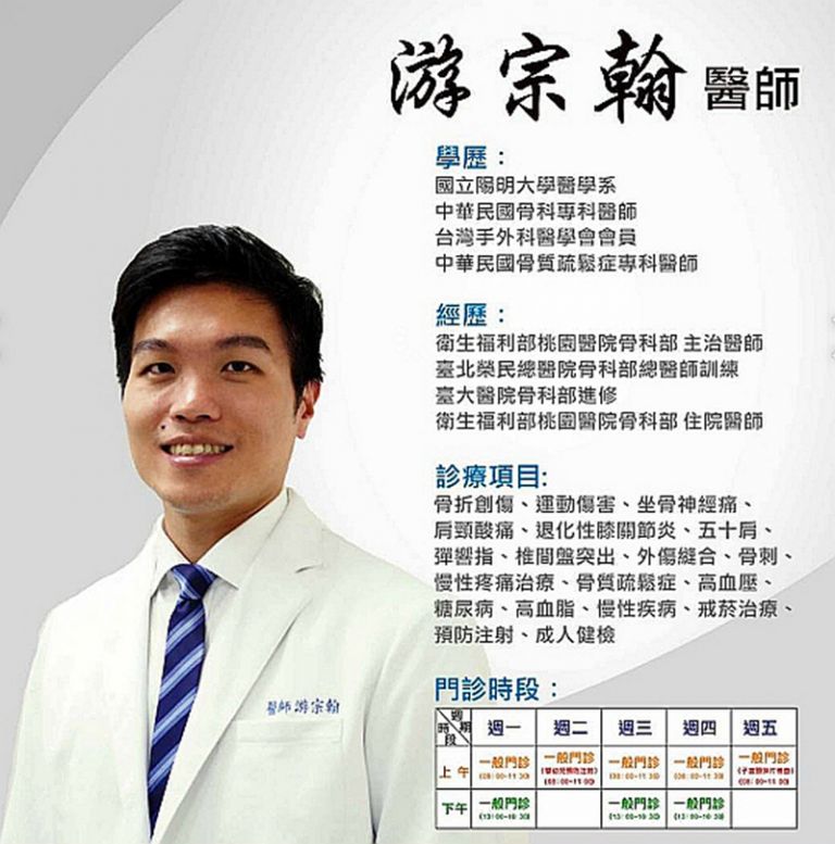 骨科醫師游宗翰25日 免費為鄉親作骨質疏鬆篩檢
