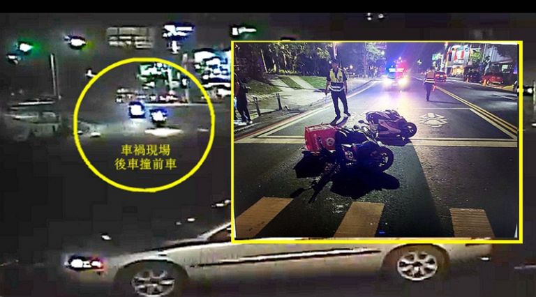 外送員紅綠燈路口遭撞，後方機車駕駛送醫