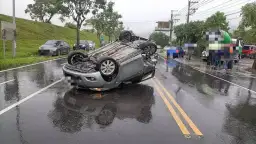 宜蘭員山天雨路滑釀事故．小客車失控撞兩車