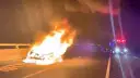 火燒車國道五號驚魂夜～車全毀．人平安【影音新聞】