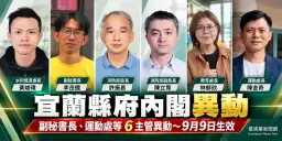 宜蘭縣府人事大搬風～6名主管異動9月9日正式生效