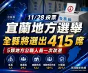 宜蘭年底地方選舉公告出爐～415席公職人員11/28投票決定
