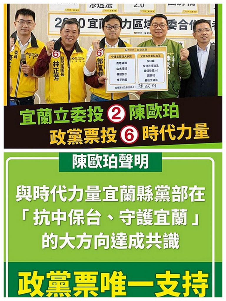 陳歐珀與時力合作．政黨票引風波