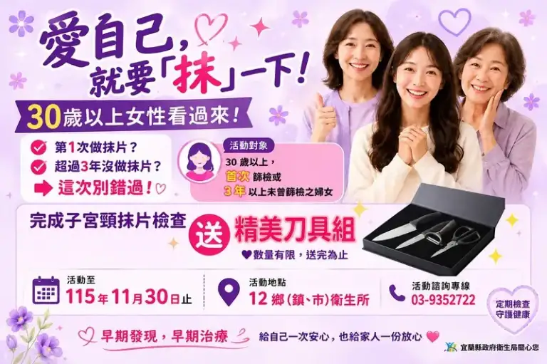 做抹片送刀具組！宜蘭推今年最後一波子宮頸癌篩檢～11月底前完成就送